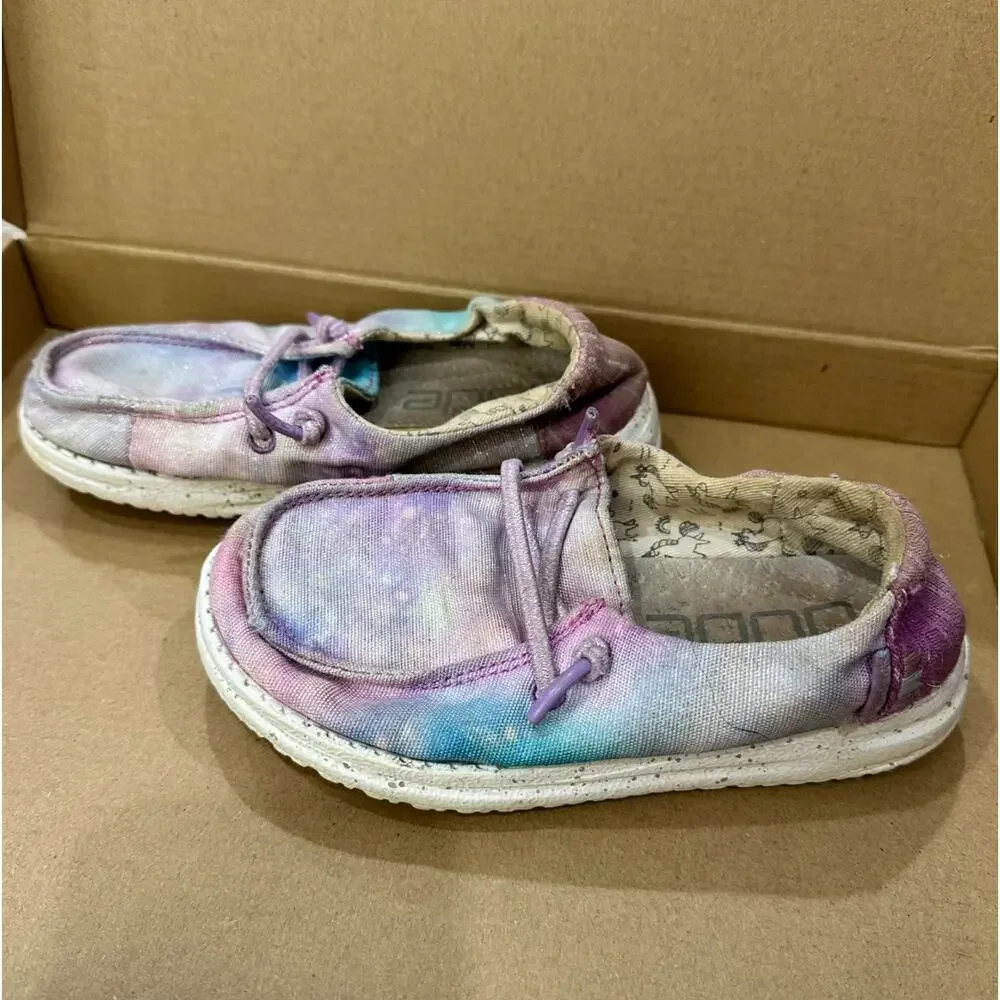 Hey Dude Shoes Toddler 9 Wendy Unicorn Dreamer Purple Tie Dye Glitter PLAY COND.
